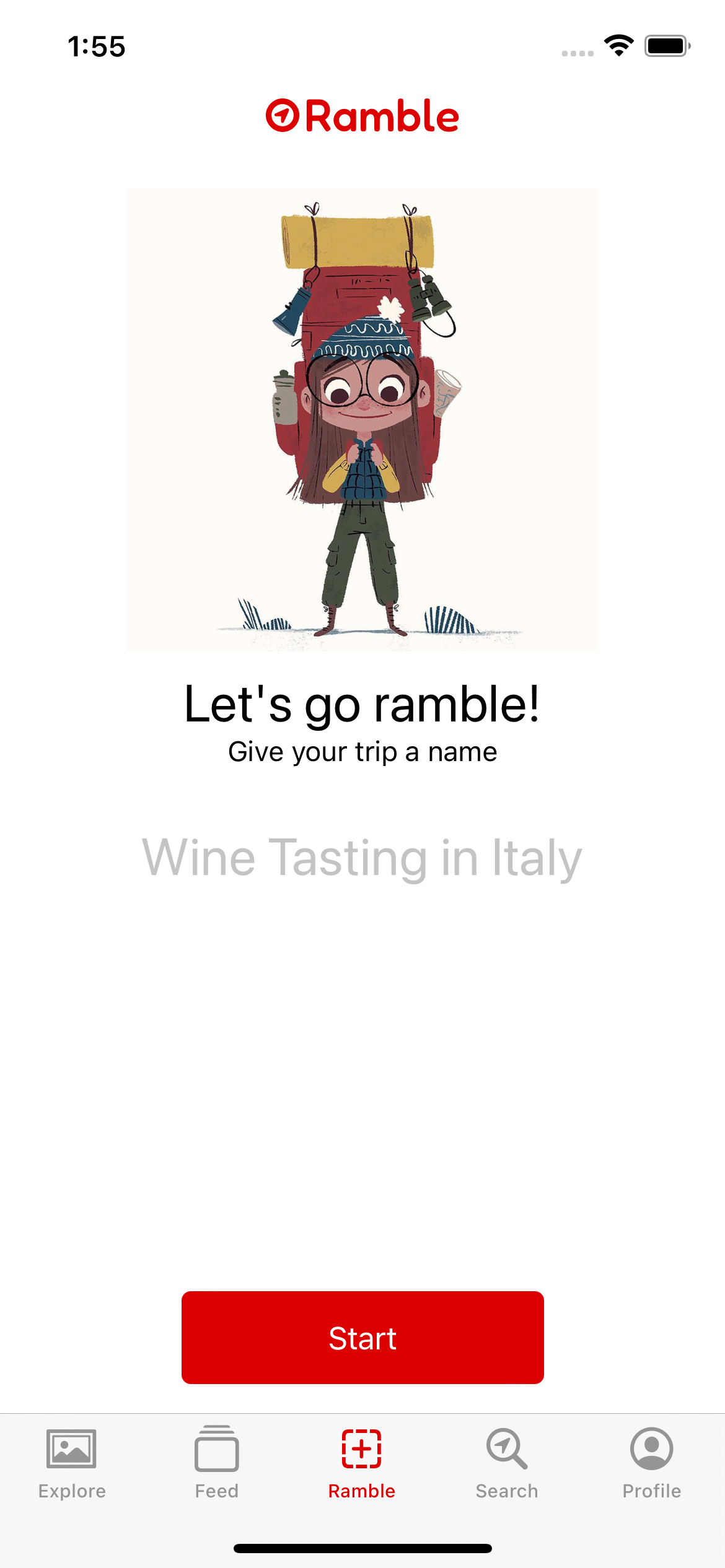 Cards feature of Ramble app